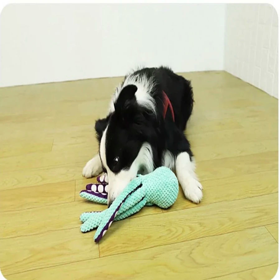 Pet Plush Interactive Sound Octopus Dog Toy 