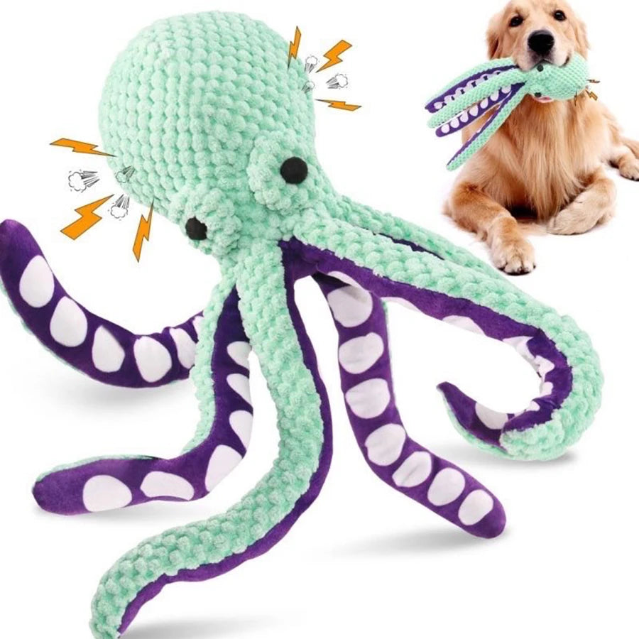 Pet Plush Interactive Sound Octopus Dog Toy 
